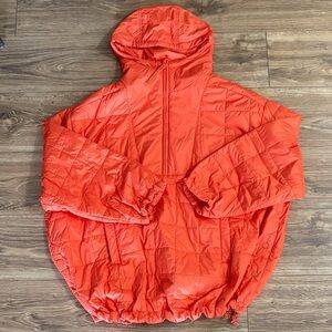 Women's Lightweight Hooded Puffer Jacket - Vibrant Orange